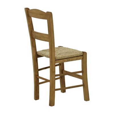 Καρέκλα καφενείου με ψάθα Syros-Charchie pakoworld καρυδί ξύλο 42x40x89εκ