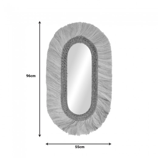 Καθρέπτης Nabore Inart abaca σε φυσικό χρώμα 55x4x96εκ