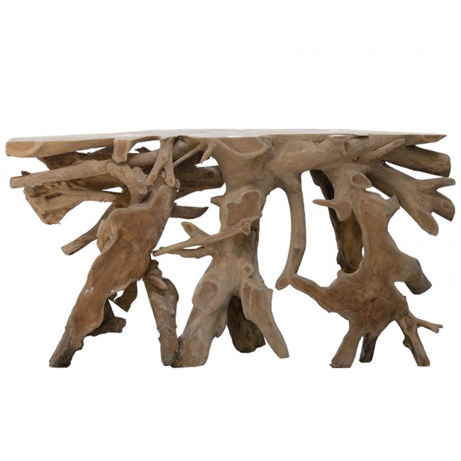 Κονσόλα Root pakoworld χειροποίητη teak ξύλο φυσικό 150x40x80εκ