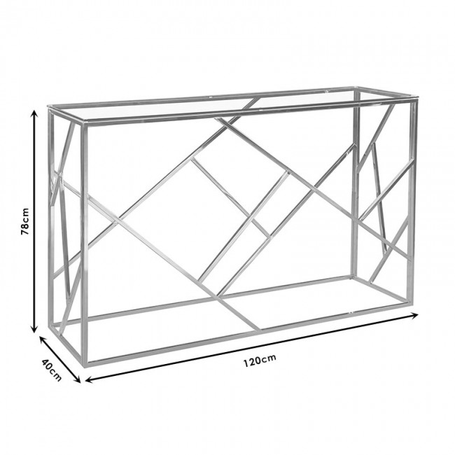 Κονσόλα Tabar pakoworld ατσάλι χρυσό-γυαλί 8mm μαύρο 120x40x78εκ