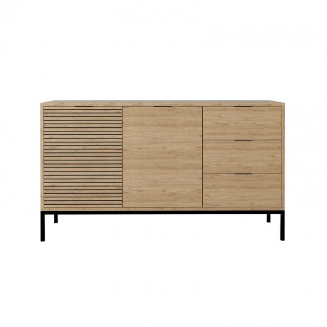 Μπουφές Leodrif pakoworld μελαμίνης oak-μαύρο 140x40x80εκ