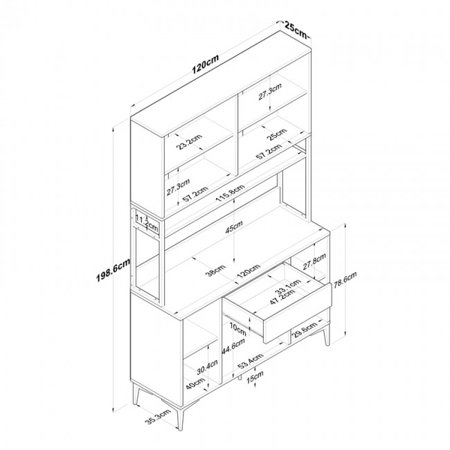 Mπουφές με ράφι Eramise pakoworld λευκό μελαμίνης 120x40x198.6εκ