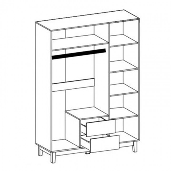 Ντουλάπα Awell pakoworld τρίφυλλη sonoma-λευκό 153.5x54.5x216εκ