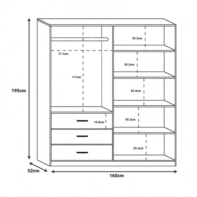 Ντουλάπα Sonlen pakoworld σε καρυδί-ανθρακί απόχρωση 160x52x195εκ