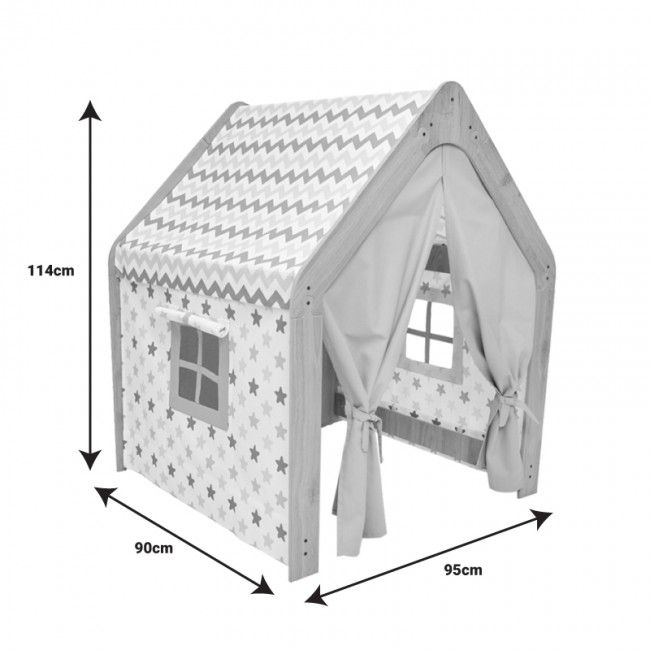 Παιδικό σπίτι Montessori Hosnele pakoworld φυσικό-λευκό-μπλε mdf 95x90x114εκ