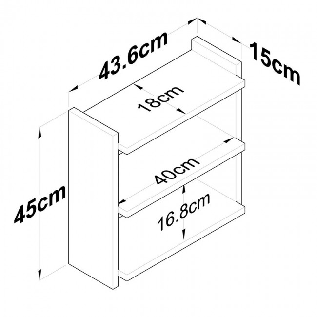 Ραφιέρα Anthia pakoworld καρυδί-λευκό 43.5x15x45εκ