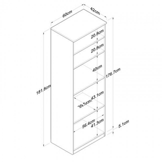 Ραφιέρα επιδαπέδια Rowan pakoworld λευκό-καρυδί 60x42x182εκ