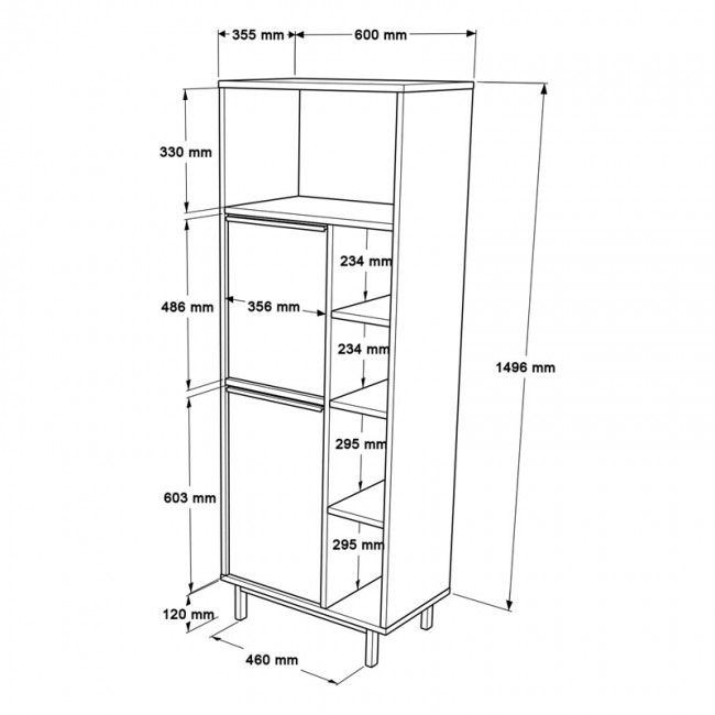 Στήλη κουζίνας Migniato pakoworld φυσικό-μαύρο 60x35.5x161.5εκ