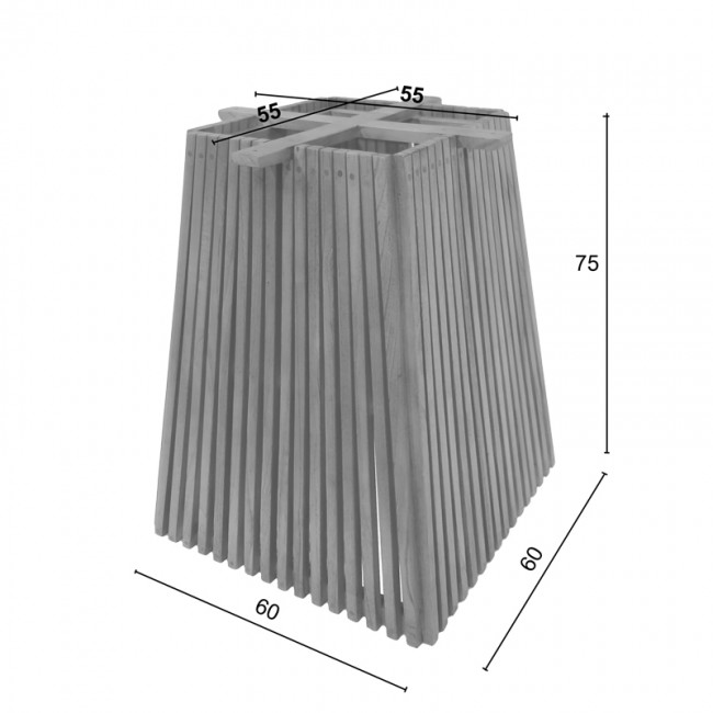 Βάση τραπεζιού εσωτερικού χώρου Darius pakoworld mindi ξύλο σε φυσική απόχρωση 60x60x75εκ