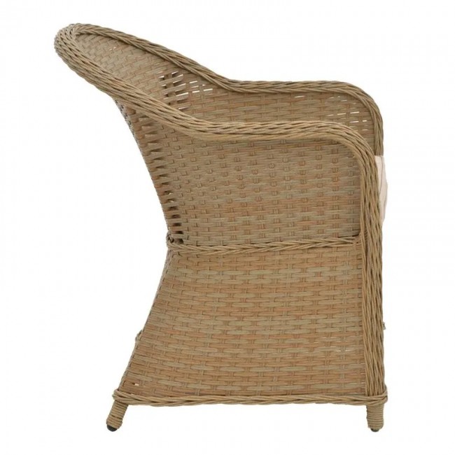 Πολυθρόνα κήπου Hadrian pakoworld rattan καφέ- textilene μπεζ 57x70x85εκ