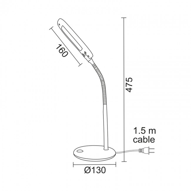 Φωτιστικό γραφείου LED 5W χρώμα μαύρο 16x13x47,5εκ.