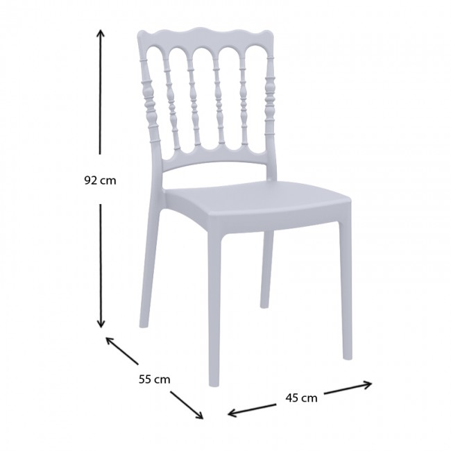Καρέκλα πολυπροπυλενίου σε silver γκρι χρώμα 45x55x92 εκ. NAPOLEON SIESTA
