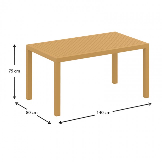 Τραπέζι κήπου πολυπροπυλενίου 140x80x75εκ. χρώμα teak ARES SIESTA
