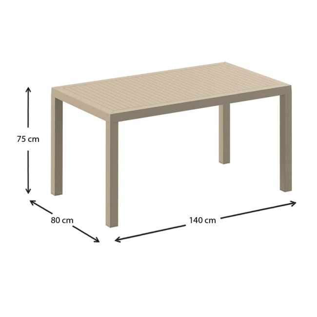 Τραπέζι κήπου πολυπροπυλενίου 140x80x75εκ. χρώμα dove grey ARES SIESTA