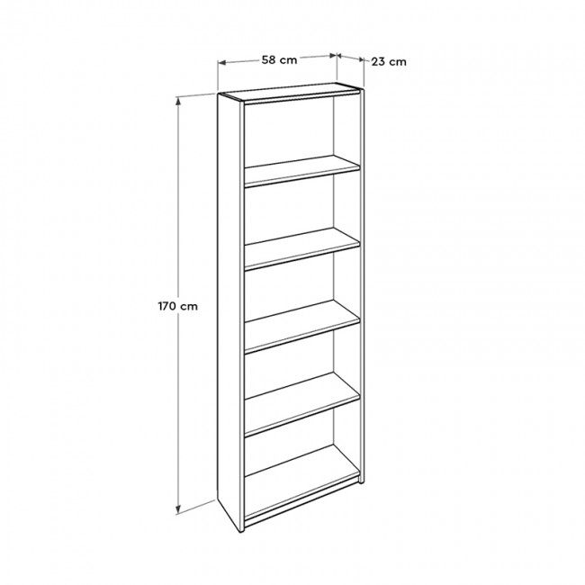 Βιβλιοθήκη μελαμίνης Max Megapap σε χρώμα sonoma 58x23x170εκ.