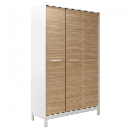 Ντουλάπα ρούχων London Megapap τρίφυλλη χρώμα oak - λευκό 120x52x202εκ.