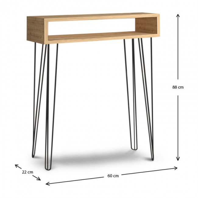 Κονσόλα Box Megapap μεταλλική - μελαμίνης χρώμα oak 60x22x88εκ.