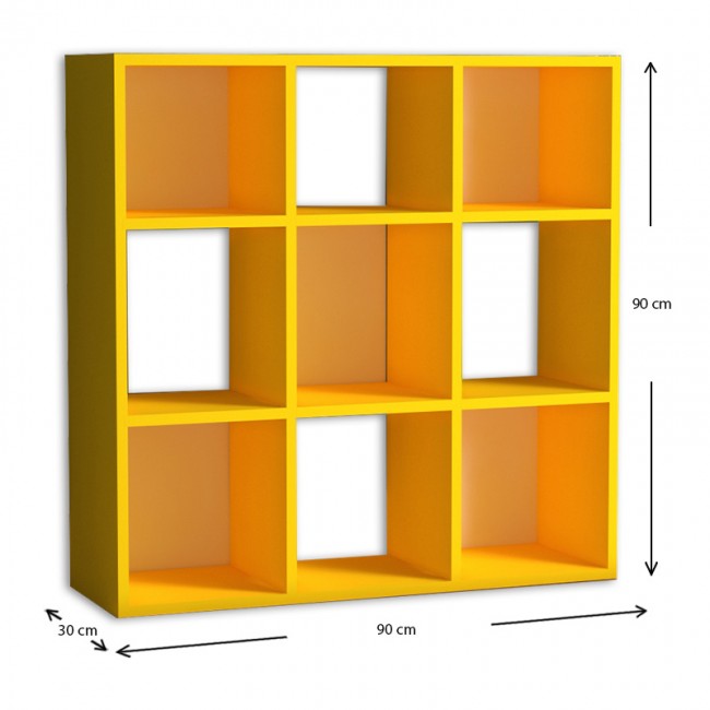 Βιβλιοθήκη Cube Megapap από μελαμίνη χρώμα κίτρινο 90x30x90εκ.