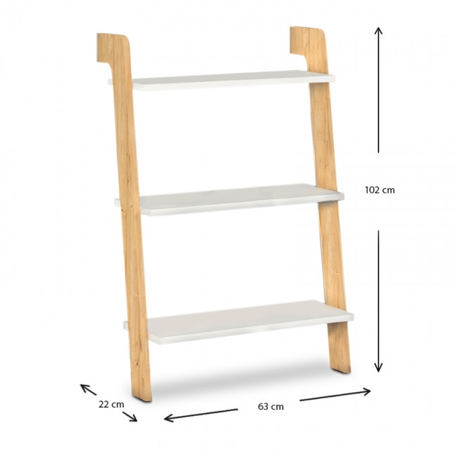 Βιβλιοθήκη Como Megapap από μελαμίνη χρώμα λευκό - oak 63x22x102εκ.