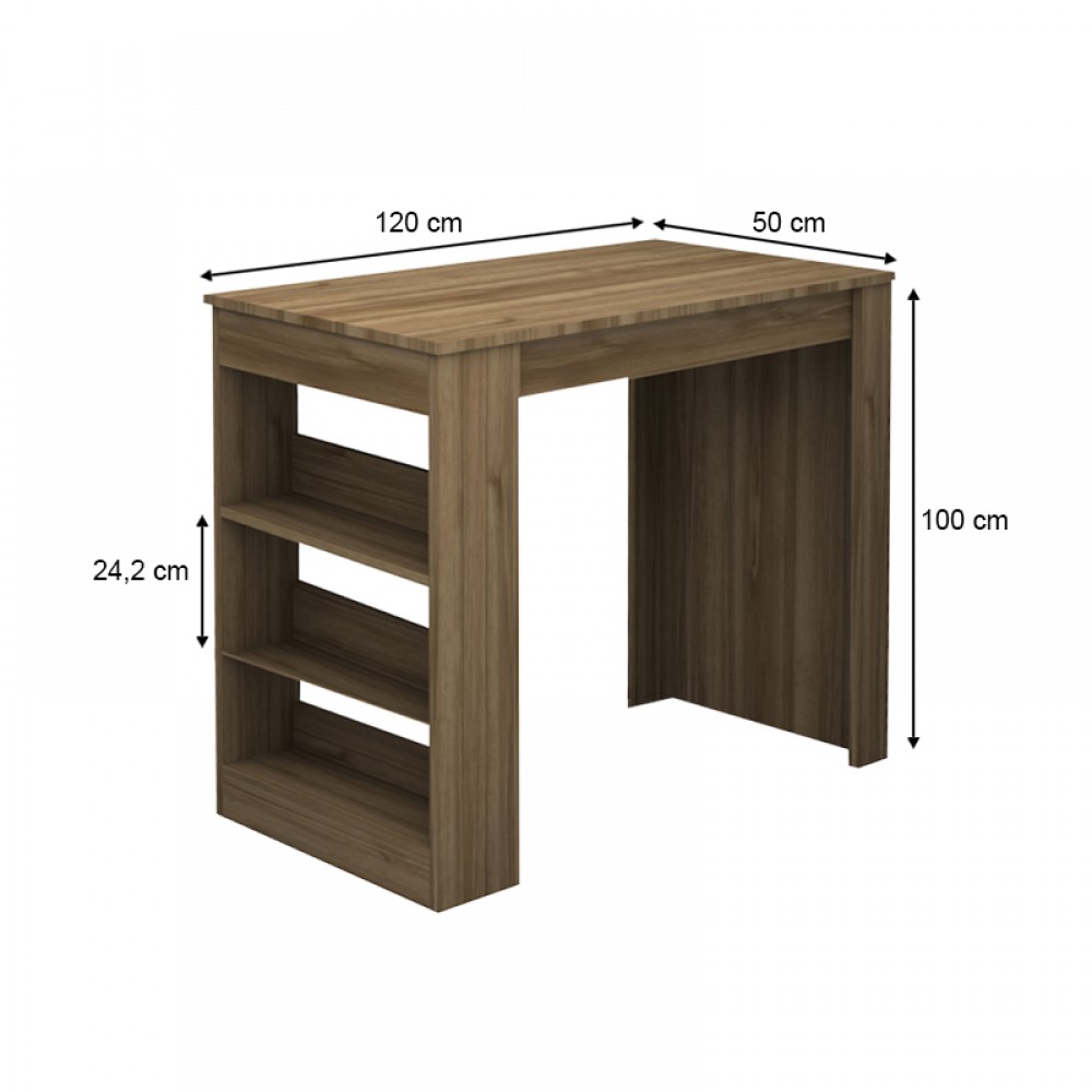 Τραπέζι μπαρ Deep Megapap χρώμα καρυδί 120x50x100εκ.