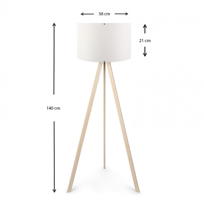 Φωτιστικό δαπέδου Rosling Megapap Mdf/ύφασμα Pvc χρώμα φυσικό/λευκό 38x21x140εκ.