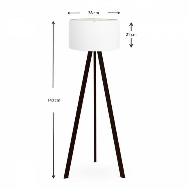 Φωτιστικό δαπέδου Rosling Megapap Mdf/ύφασμα Pvc χρώμα μαύρο - λευκό 38x38x140εκ.