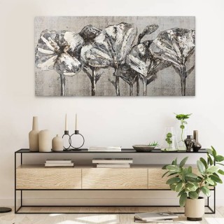 Πίνακας σε καμβά "White Flowers" Megapap ψηφιακής εκτύπωσης 120x60x3εκ.