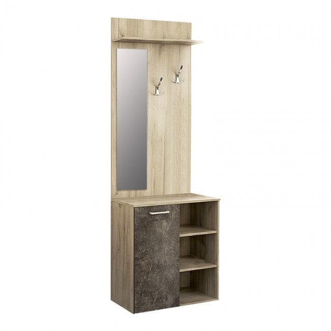 Έπιπλο εισόδου Manuele Megapap μελαμίνης χρώμα γκρι oak - dark atelier 68x36x200εκ.