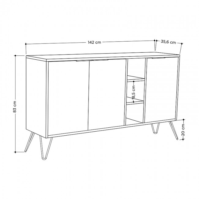 Μπουφές μελαμίνης Clara Megapap χρώμα λευκό 142x35,6x83εκ.