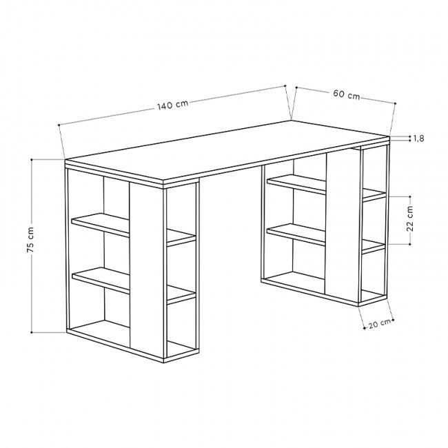 Γραφείο εργασίας Colmar Megapap από μελαμίνη χρώμα sapphire oak 140x60x75εκ