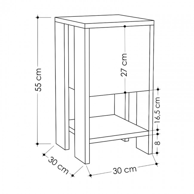 Κομοδίνο Ema Megapap χρώμα μαύρο 30x30x55εκ.