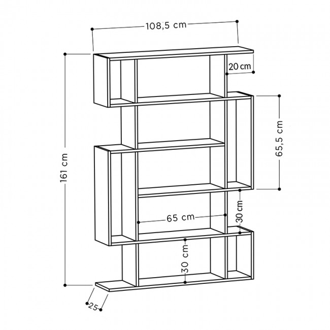 Βιβλιοθήκη μελαμίνης Mito Megapap χρώμα λευκό 108x25x161εκ.