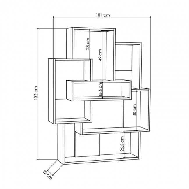 Βιβλιοθήκη μελαμίνης Barce Megapap χρώμα λευκό 101x22x132εκ.