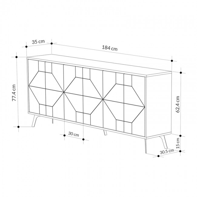 Μπουφές μελαμίνης Dune Megapap χρώμα λευκό αντικέ 184x35x77,4εκ.