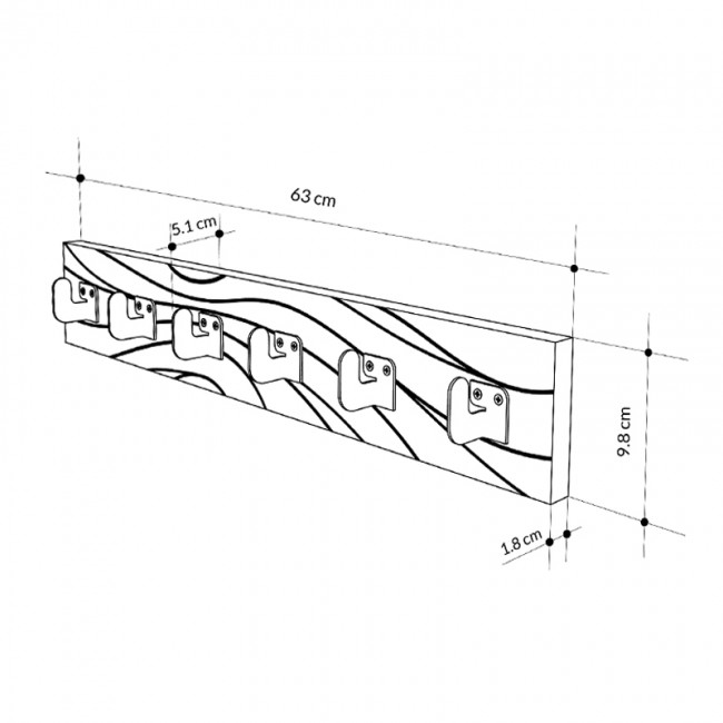 Κρεμάστρα τοίχου Flow Megapap χρώμα λευκό 63x1,8x9,8εκ.