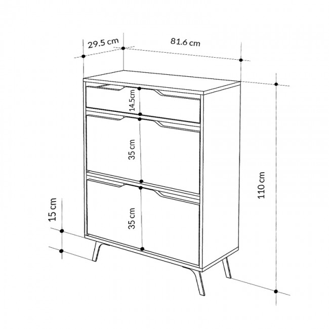 Παπουτσοθήκη Asta Megapap χρώμα λευκό 81,6x29,5x110εκ.