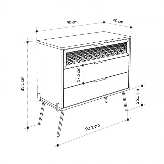 Συρταριέρα Naive Megapap χρώμα sapphire oak 93,1x40x83,1εκ.