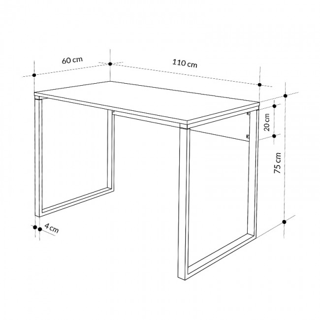 Γραφείο εργασίας Inna Megapap χρώμα γκρι ρετρό - silky black 110x60x75εκ.