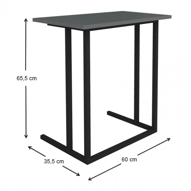 Βοηθητικό τραπεζάκι Jango Megapap μεταλλικό - μελαμίνης χρώμα μαύρο - ανθρακί 60x35,5x65,5εκ.