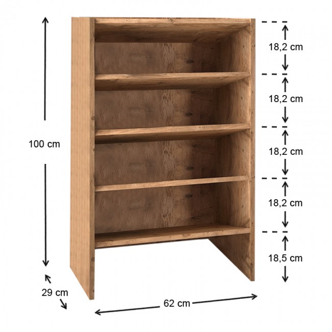 Παπουτσοθήκη μελαμίνης Krieger Megapap 12 ζευγών χρώμα pine oak 62x29x100εκ.