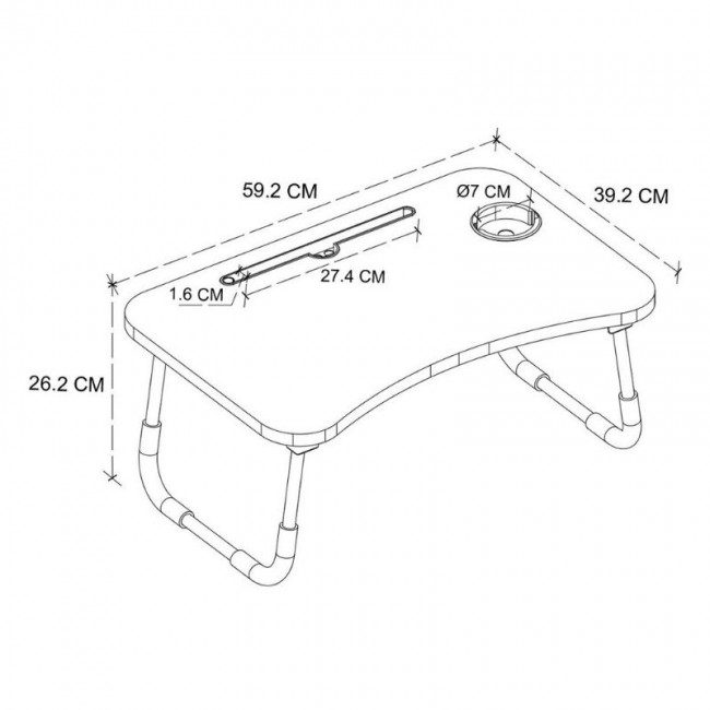 Τραπεζάκι laptop Sedon Megapap χρώμα ανθρακί 59,2x39,2x26,2εκ.