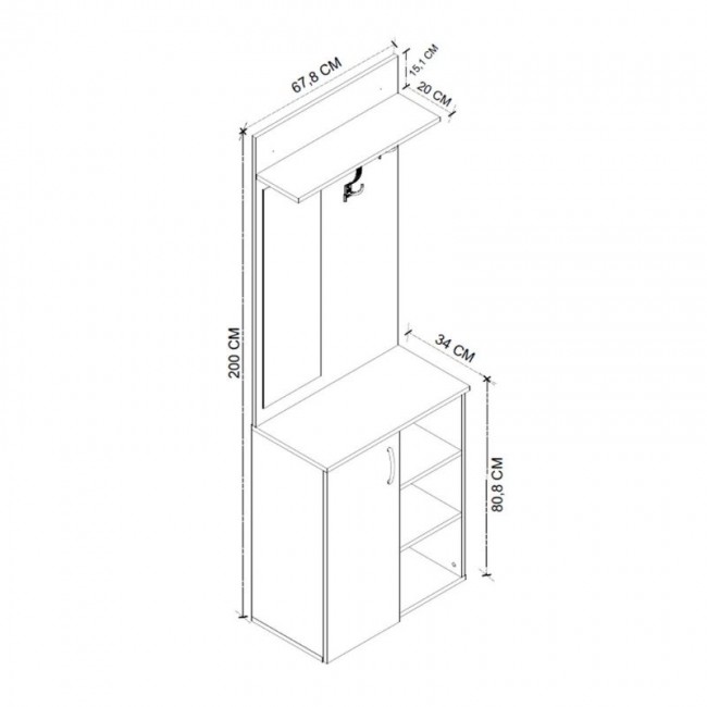 Έπιπλο εισόδου Norva Megapap χρώμα sapphire oak - ανθρακί 67,8x36,3x200,6εκ.