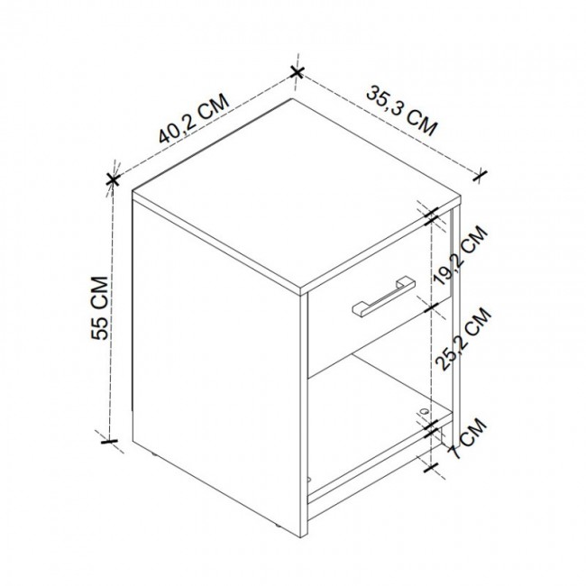 Κομοδίνο Scoty Megapap χρώμα sapphire oak 40,2x35,3x55εκ.