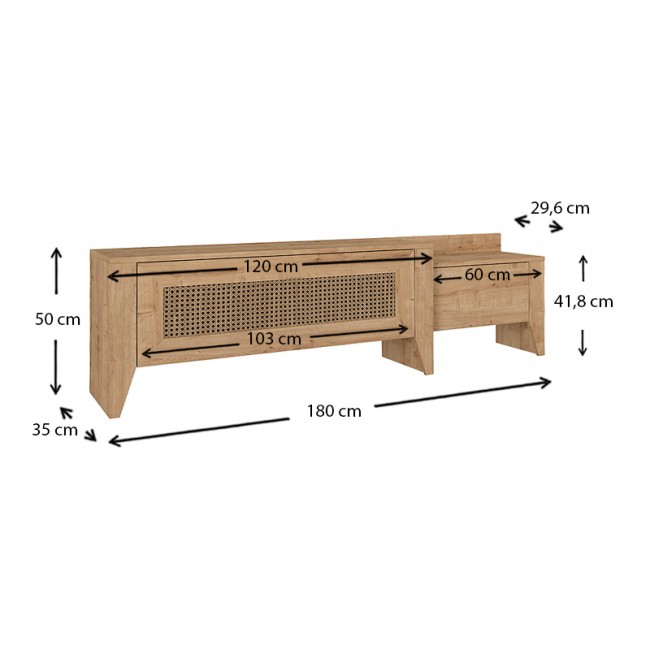 Έπιπλο τηλεόρασης Madura Megapap από μελαμίνη χρώμα sapphire oak 180x30x50εκ.