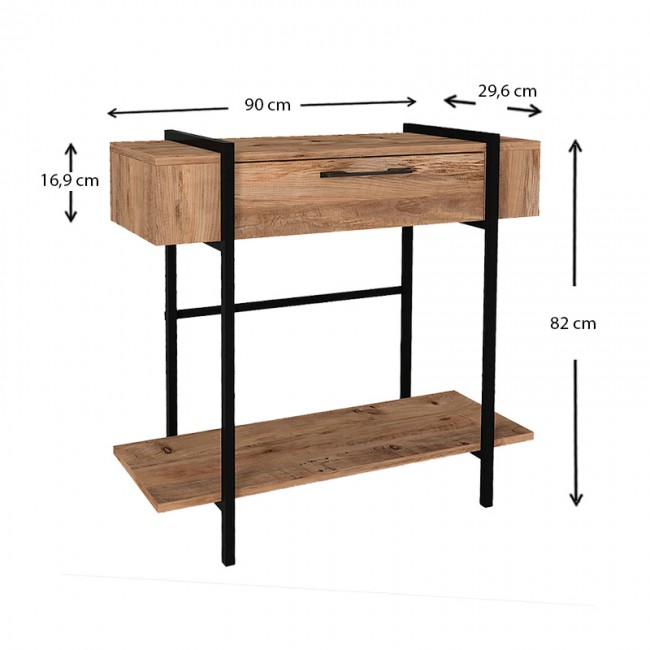 Κονσόλα μελαμίνης Lisbon Megapap χρώμα antlantic pine 90x29,6x82εκ.