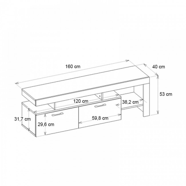 Έπιπλο τηλεόρασης Acnes Megapap χρώμα λευκό - sapphire oak 160x40x53εκ.