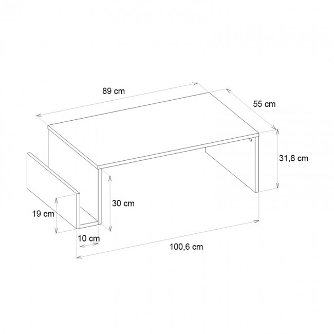 Τραπεζάκι σαλονιού Regnar Megapap χρώμα rebab 100,6x55x31,8εκ.