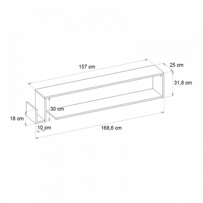 Έπιπλο τηλεόρασης επιτοίχιο Regnar Megapap χρώμα sapphire oak 168,6x25x31,8εκ.