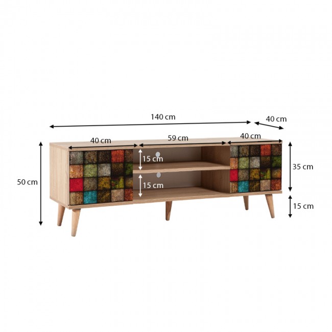 Έπιπλο τηλεόρασης Soho Megapap από μελαμίνη χρώμα sonoma 140x40x50 εκ.