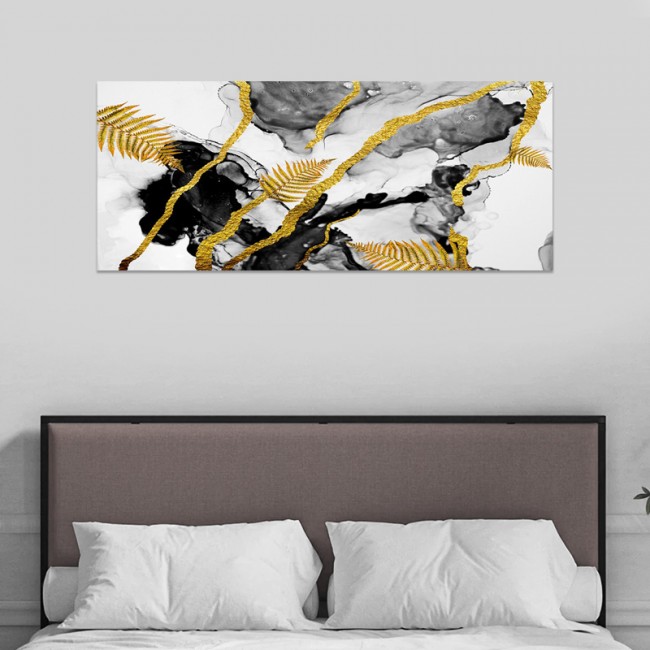 Πίνακας σε καμβά "Abstract Golden Dream" Megapap ψηφιακής εκτύπωσης 120x50x3εκ.